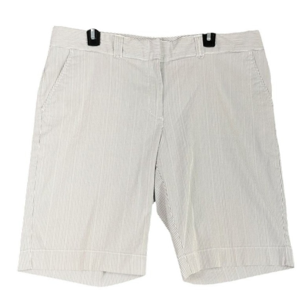 Tommy Hilfiger Shorts Womens 16 Gray Seersucker Pinstripe Bermuda Casual Resort